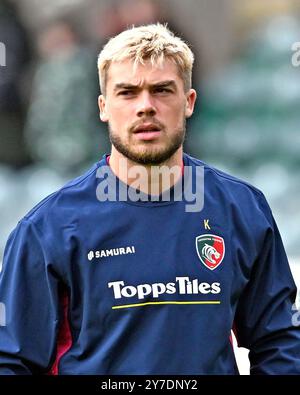 Leicester, Großbritannien. September 2024. Ollie HASSELL-COLLINS von Leicester Tigers während des Gallagher Premiership Matches Leicester Tigers vs Bath Rugby in der Welford Road, Leicester, Vereinigtes Königreich, 29. September 2024 (Foto: Mark Dunn/News Images) in Leicester, Vereinigtes Königreich am 29. September 2024. (Foto: Mark Dunn/News Images/SIPA USA) Credit: SIPA USA/Alamy Live News Stockfoto