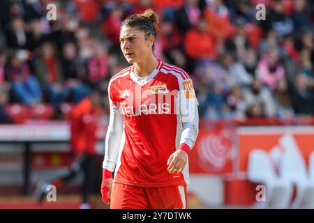 Berlin, Deutschland. September 2024. Berlin, 29. September 2024: Eleni Markou (22 (Union Berlin) während des 2. Frauen-Bundesliga-Spiel zwischen Union Berlin und FC Bayern München II im Stadion Alte Försterei, Berlin. (Sven Beyrich/SPP) Credit: SPP Sport Press Photo. /Alamy Live News Stockfoto
