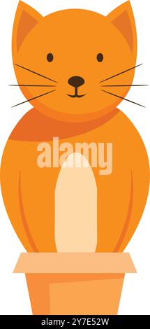 Minimalistische Vektor-Illustration mit einer entzückenden orangen Katze, die bequem in einem Karton sitzt, isoliert auf einem weißen Hintergrund Stock Vektor