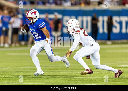 Dallas, Texas, USA. September 2024. Der südwestliche Methodist Mustangs Wide Receiver Jake Bailey (12) war im Spiel zwischen den Florida State Seminoles und SMU Mustangs im Gerald J. Ford Stadium in Dallas, Texas. (Kreditbild: © Dan Wozniak/ZUMA Press Wire) NUR REDAKTIONELLE VERWENDUNG! Nicht für kommerzielle ZWECKE! Stockfoto