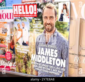 James Middleton ist auf dem Cover von Hello! Magazin. James Middleton ist ein britischer Unternehmer und jüngerer Bruder von Catherine-Kate Middleton. Stockfoto