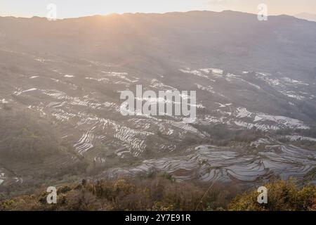 Yuanyang Reisterrasse von Bada in der Provinz Yunnan, China. Hintergrund Stockfoto