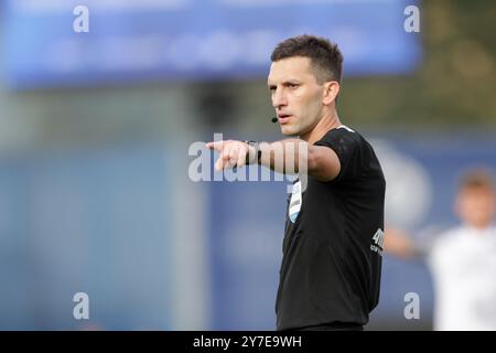 Tschenstochau, Polen. September 2024. Damian Kos aus Polen wurde während des Fußballspiels der polnischen Liga PKO BP Ekstraklasa 2024/2025 zwischen Rakow Tschenstochau und Puszcza Niepolomice im Stadtstadion gesehen. Endpunktzahl: Rakow Czestochowa 2:0 Puszcza Niepolomice. Quelle: SOPA Images Limited/Alamy Live News Stockfoto