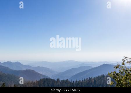 Foggy Mountains Landschaft im Kings Canyon und Sequoia National Park, Kalifornien. Stockfoto