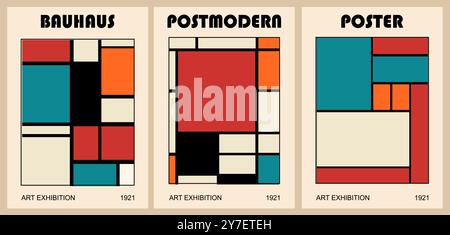 Set abstrakter geometrischer Plakate im bauhaus-Stil Stock Vektor