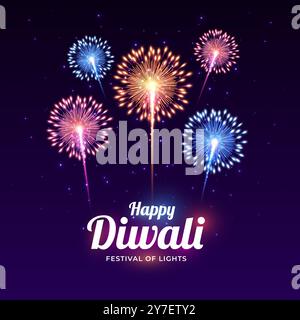 Happy Diwali Social Media Post Vorlage. Happy Diwali Celebration Hintergrund. Diwali Festival of Lights Banner mit Diya Vektor Illustration. Stock Vektor
