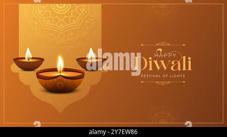 Happy Diwali Social Media Post Vorlage. Happy Diwali Celebration Hintergrund. Diwali Festival of Lights Banner mit Diya Vektor Illustration. Stock Vektor