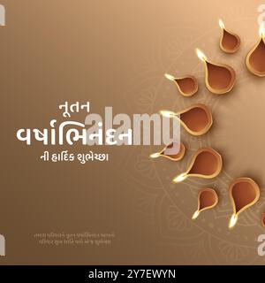 Nutan Varshabhinandan-Sal Mubarak. Nava varshni shubhechchha. Hindi/Gujarati Translate - Wish You Happy New Year. Stock Vektor