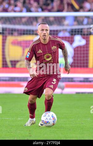 Roma, Italien. 30. September 2024. ALS Roma's Angelino während des Fußballspiels der Serie A Enilive zwischen AS Roma und Venezia im Olympiastadion in Rom, Italien - Sonntag, 29. September 2024. Sport - Fußball. (Foto: Fabrizio Corradetti/LaPresse) Credit: LaPresse/Alamy Live News Stockfoto