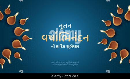 Nutan Varshabhinandan-Sal Mubarak. Nava varshni shubhechchha. Hindi/Gujarati Translate - Wish You Happy New Year. Stock Vektor