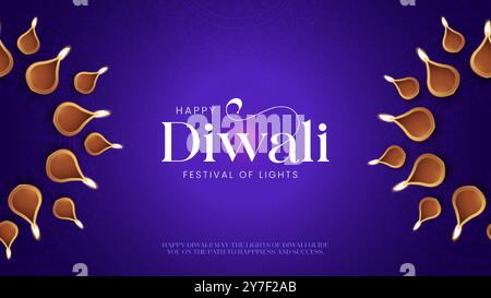 Happy Diwali Social Media Post Vorlage. Happy Diwali Celebration Hintergrund. Diwali Festival of Lights Banner mit Diya Vektor Illustration. Stock Vektor