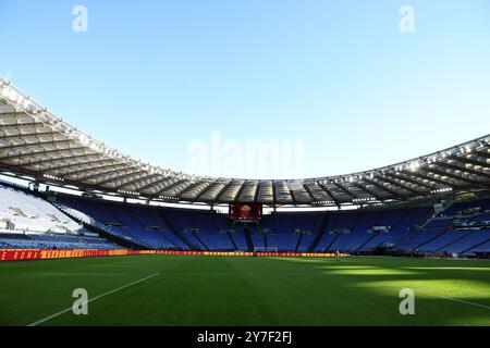 Rom, Italien 29.09.2024: Leeres Olympiastadion am Ende italienische Fußballmeisterschaft Serie A Enilive 2024-2025 Spiel ALS Roma gegen Venezia FC in St. Stockfoto