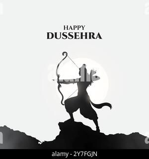 Happy Dussehra Vector Design. Lord Rama tötet Ravana in Dussehra, Vijayadashami. Dussehra Poster Design Vektor Illustration. Festival of India. Stock Vektor