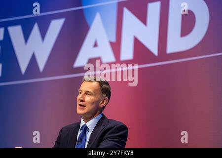 Birmingham, Großbritannien. 30. September 2024. Konservative Parteikonferenz 2024. Jeremy Hunt. Quelle: Neil Terry/Alamy Live News Stockfoto