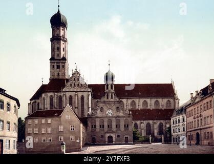 St. Ullrichskirche in Augsburg, Bayern, Deutschland, 1890 digital restaurierte Reproduktion aus einem Original aus dem 19. Jahrhundert, Rekorddatum nicht angegeben / , Bayern, Deutschland, Historisch, digital restaurierte Reproduktion von einer Vorlage aus dem 19. Jahrhundert. Jahrhundert, Datum nicht angegeben Stockfoto