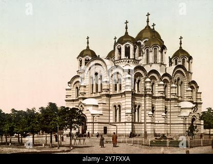 St. Wladimirskathedrale am Taras-Schewtschenko-Boulevard im Zentrum der ukrainischen Hauptstadt Kiew, Ukraine, 1890, historische, digital restaurierte Reproduktion eines Originals aus dem 19. Jahrhundert, Rekorddatum nicht angegeben / , Wladimirkathedrale am Taras-Schewtschenko-Boulevard im Zentrum der ukrainischen Hauptstadt Kiew, historisch, digital restaurierte Reproduktion von einer Vorlage aus dem 19. Jahrhundert, Datum nicht angegeben Stockfoto