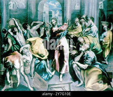 Christus treibt die Händler aus dem Tempel Stockfoto