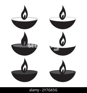 Einfarbige Flammen für abstrakte Eleganz in symmetrischen Schüsseldesigns für Grußkarten, Poster und Hintergründe Stock Vektor