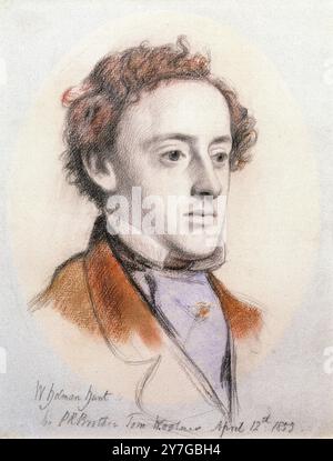 Sir John Everett Millais, 1. Baronet (1829–1896), englischer Maler und Illustrator, Porträtzeichnung in Kreide von William Holman Hunt, 1853 Stockfoto