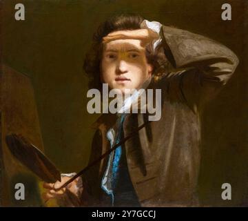 Sir Joshua Reynolds (1723–1792), Selbstporträtmalerei des britischen Porträtmalers, Öl auf Leinwand, 1747-1749 Stockfoto