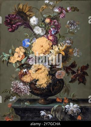 Mary Moser, Blumen in einer Vase, Stillleben Gemälde in Aquarell und Bodycolor, 1763 Stockfoto