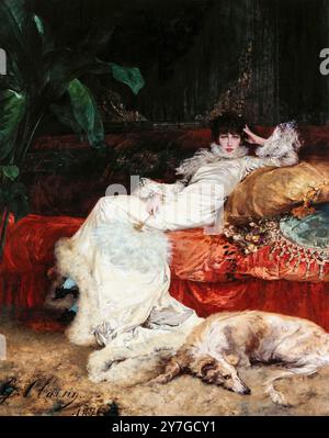 Porträt von Sarah Bernhardt (1844-1923), Ölgemälde auf Leinwand von Georges Clairin, 1876 Stockfoto