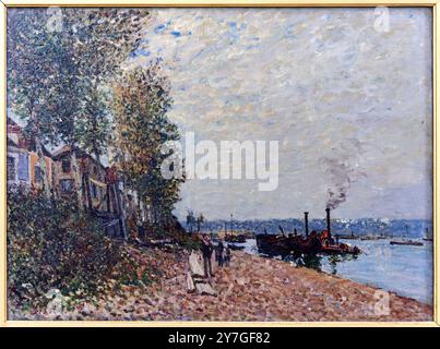 Le Remorqueur sur le Loing, Saint-Mammès, Vers 1883, Alfred Sisley, (Paris, 1839 - Moret-sur-Loing, 1899), Petit Palais, Museum für schöne Kunst der Stadt Paris, Musée des Beaux-Arts de la Ville de Paris, Frankreich. Stockfoto