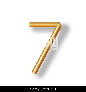 Zahl 7 - Goldener Plastikballon Zahl sieben isoliert auf weißem Hintergrund. 3D-Stilvektorillustration Stock Vektor