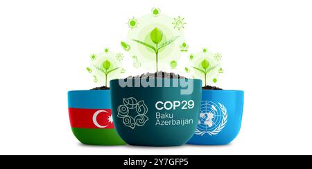 COP29: Darstellung des Klimawandels. Baku, Aserbaidschan. 30.09.2024 Stockfoto