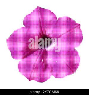 Gepunktete Rasterblume für trendige y2k-Retro-Collagen. Vektor realistisch strukturierte Magenta-Blüte Stock Vektor