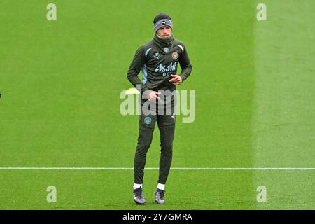 Matheus Nunes von Manchester City während der offenen Manchester City Schulung am Etihad Campus, Manchester, Großbritannien, 30. September 2024 (Foto: Cody Froggatt/News Images) Stockfoto