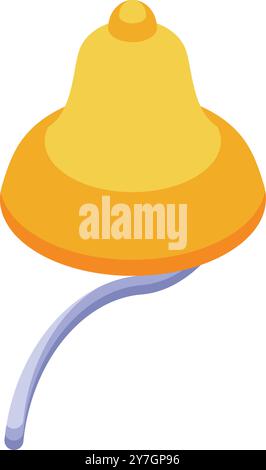 Goldene Glocke, die ein wichtiges Ereignis in isometrischer Sicht ankündigt Stock Vektor