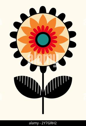 Moderne Blumenkunst Im Retro-Stil Stockfoto