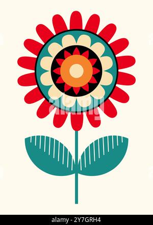 Moderne Blumenkunst Im Retro-Stil Stockfoto