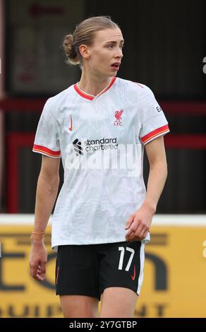 London, Großbritannien. September 2024. LONDON, ENGLAND - Jenna Clark von Liverpool Women beim Barclays FA Women's Super League Fußballspiel zwischen West Ham United Women und Liverpool Women im Chigwell Construction StadiumVictoria Road, Dagenham am 29. September 2024 in Dagenham, England. Quelle: Action Foto Sport/Alamy Live News Stockfoto