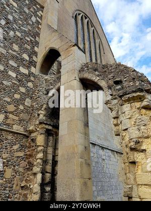 Detail aus einer mittelalterlichen Kirche in der Grafschaft Suffolk, Großbritannien. Stockfoto