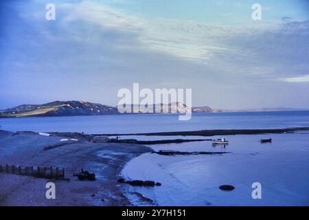 Lyme Regis, Blick auf die Spittles, Charmouth und Golden Cap, Doreset, England, Großbritannien Stockfoto