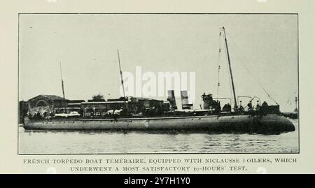 FRANZÖSISCHES TORPEDOBOOT TEMERAIRE, AUSGESTATTET MIT Niclausse-Kesseln aus dem Artikel WASSERROHRDAMPFERZEUGER FÜR DEN SEEVERKEHR. Von B. H. Thwaite vom Engineering Magazine widmet sich dem industriellen Fortschritt Band XX 1900 - 1901 The Engineering Magazine Co Stockfoto