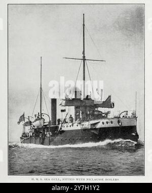 H. M. S. SEA GULL, AUSGERÜSTET MIT NICLAUSSE-KESSELN AUS DEM ARTIKEL WASSERROHRDAMPFERZEUGER FÜR DEN SEEVERKEHR. Von B. H. Thwaite vom Engineering Magazine widmet sich dem industriellen Fortschritt Band XX 1900 - 1901 The Engineering Magazine Co Stockfoto