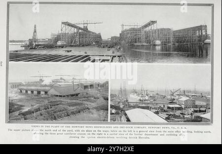 Blick auf das Werk der Newport News Shipbuilding and Dry-Dock Company, Newport News, VA. Aus dem Artikel des Engineering Magazine über den industriellen Fortschritt Band XX 1900 - 1901 The Engineering Magazine Co Stockfoto