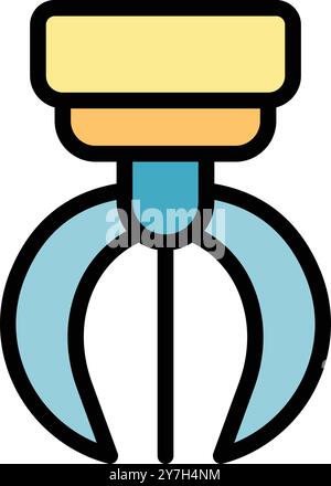 Modernes, farbenfrohes Symbol einer Roboterkralle, die in der Fertigung und anderen Branchen verwendet wird Stock Vektor