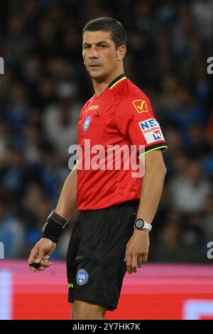 Neapel, Italien. September 2024. Gianluca Manganiello der Schiedsrichter während des Serie A Enelive Spiels zwischen SSC Napoli gegen AC Monza am 29. September 2024 in Neapel, italien Endpunktzahl 2-0 (Credit Image: © Agostino Gemito/Pacific Press via ZUMA Press Wire) NUR REDAKTIONELLE VERWENDUNG! Nicht für kommerzielle ZWECKE! Stockfoto