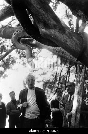 JOHN HUSTON ÜBER DIE BIBEL MIT MICHAEL PARKS UND ULLA BERGRYD IN ROM / ; 20. MAI 1964 Stockfoto