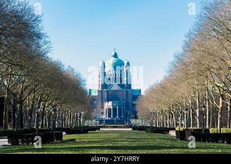 Außenansicht der belgischen Nationalbasilika Äußere der berühmten Basilika / Kathedrale und landmarc am Koekelberg. Brüssel, Belgien Brussel nationale Basiliek / Kathedraal, Gewest Brussel Belgie Copyright: XGuidoxKoppesxPhotox Stockfoto