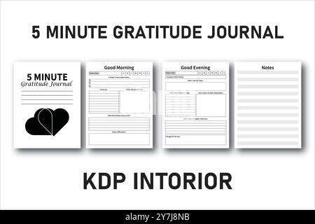 5 Minuten Dankbarkeit Journal KDP Interior Stock Vektor