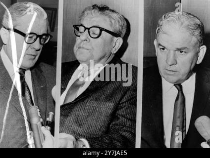 LAW & ORDER MELVIN BELLI RICHTER JOE BROWN & STAATSANWALT HENRY WADE AM JACK RUBY TRAIL IN DALLAS, TEXAS; 15. FEBRUAR 1964 Stockfoto