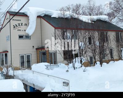 Tiefschnee im Hanazono Skigebiet in Niseko, Japan Stockfoto