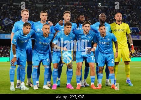 Neapel, Italie. September 2024. SSC Napoli Aufstellung während der italienischen Meisterschaft Serie A Fußballspiel zwischen SSC Napoli und AC Monza am 29. September 2024 im Diego Armando Maradona Stadion in Neapel, Italien - Foto Morgese-Rossini/DPPI Credit: DPPI Media/Alamy Live News Stockfoto