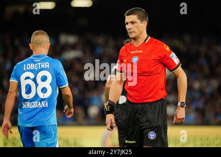 Neapel, Italie. September 2024. Gianluca Manganiello (Schiedsrichter) während des Fußballspiels der Serie A zwischen SSC Napoli und AC Monza am 29. September 2024 im Diego Armando Maradona Stadion in Neapel, Italien - Foto Morgese-Rossini/DPPI Credit: DPPI Media/Alamy Live News Stockfoto