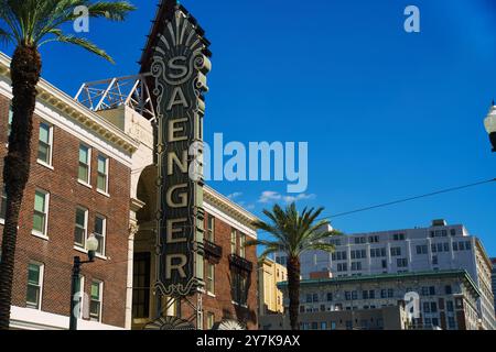 Das Festzelt am Saenger Theater in der Canal Street in New Orleans Stockfoto